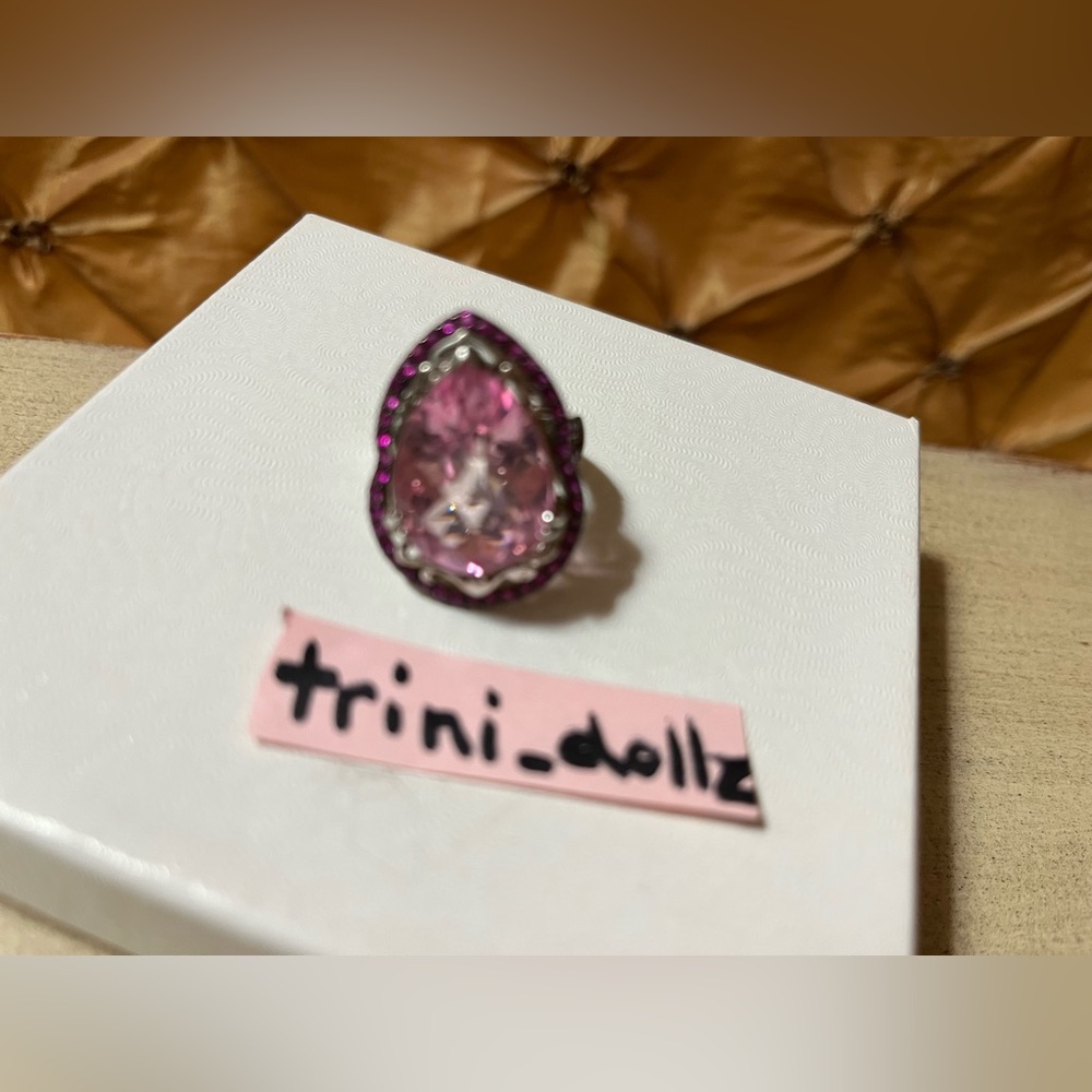 Affinity Gems Kunzite & Pink Sapphire Teardrop Ring, Sterling Silver NWT - Picture 5 of 9